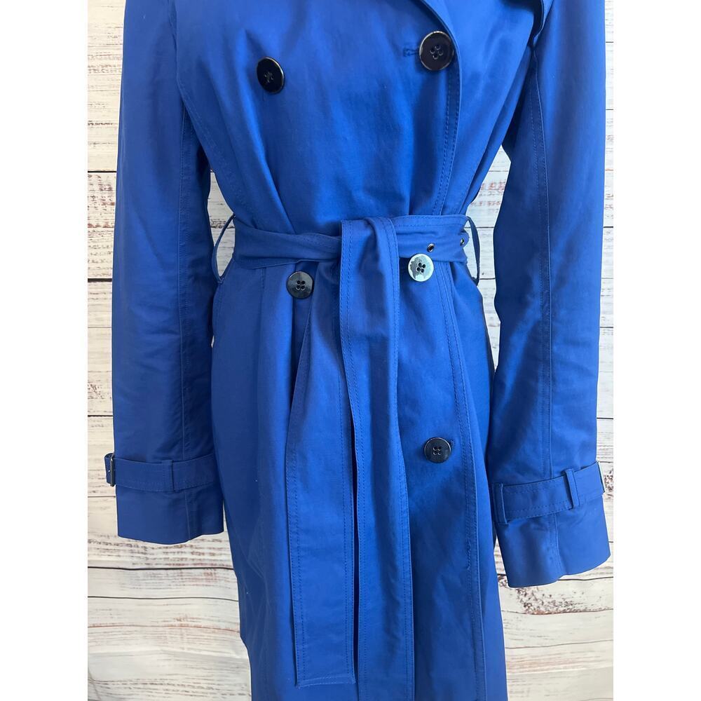 Kenneth Cole Reaction Womens Belted Rain Trench Coat Blue Size Small - Picture 3 of 16